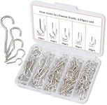 BJUTYEU 125 Pieces of Screw Cup Hook Set 5 Sizes Ceiling Small Hooks Wardrobe Decoration Hanging Accessories for Hanging Outdoor or Indoor use (0.98" 1.41" 1.57" 1.96" 2.36") (125, Silver)