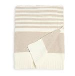 Barefoot Dreams CozyChic Stripe Throw Blanket (Stone/Pearl) 45" x 60"