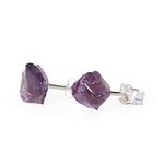 Designs by Nature Gems Raw Amethyst Stud Earrings in Sterling Silver for Women, Made in Canada