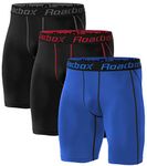 Roadbox Compression Shorts Mens 3 Pack, Sports Underwear Protect Leg Skin Base Layer Shorts for Running, Gym, Shorts, Cycling, Rugby Red