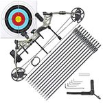 AW Compound Left Hand Bow Kit 70 Lbs Draw Weight for Adult Professional Hunting Target Practice Arrow Archery Hunting Shooting, Camo