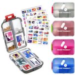 4Packs Pocket Pharmacy™ with Brand Labels, Portable Travel Med Wallet, Pocket Pill Box Dispenser Suitable for Storing Fish Oil Vitamin Medication, Etc. (4PSC Pill Box)