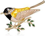 MIXIA Cute Oriole Bird Brooches Rhinestone Enamel Leaves Crystal Jewelry Men Women's for Suit Scarf Dress Pin