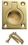 Flush Ring Pull Handle 38mm x 50mm - Polished Brass