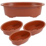 DOITOOL 4pcs Plastic Flower Pot Upholstery Trim Oval Tray Large Flower Pots Outdoor Plastic Flowerpots Plant