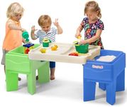 Simplay3 In-and-Out Sand and Water Sensory Activity Table for Toddlers, Kids All-Purpose Table with Lid and Built-In Storage, Blue and Green.