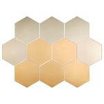 Ikea Glass Hexagonal Designer Mirror Wall Mount 18X21 Cm (Pack Of 10).( Beige)Unframed