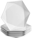 MITBAK 10.5" Bone China Dinner Plates | Set of 6 Elegant Diamond Shaped Natural White Dinnerware Set For Dinner, Holidays, Restaurant, Salad, Dessert | White Dishes Make An Excellent Gift Idea