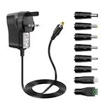 Universal AC to DC Adapter Charger 5V 2A Power Supply Adapter with 8 DC Connector Multi Plug Adaptor for Household Electronic Devices Led Strip Light Box Router LCD CCTV Cameras Android TV Box Speaker