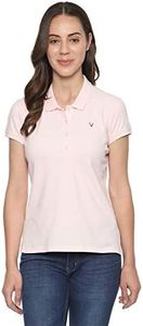 Allen Solly Women's Regular Polo Shirt (AHCTCRGFF72835_Lt Pink Solid M)