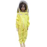 TINTON LIFE Kids Beekeeping Suits Full Body Ventilated 100% Cotton Children Bee Suits with Self Supporting Fencing Veil Protective Gear for Beekeeper, Yellow M