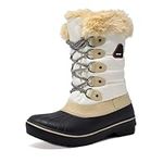 DREAM PAIRS Women's Snow Boots,Size 9,BEIGE/WHITE,DP-CANADA