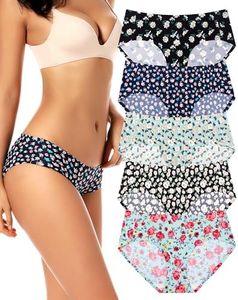 voenxe Women Seamless Hipster Underwear,Breathable Ladies Panties Bikini,No Show Briefs,Comfortable Undies for Women 5-Pack