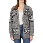 Vince Camuto Women's Fairisle Open Front Cardigan Sweater, Rich Black, X-Small