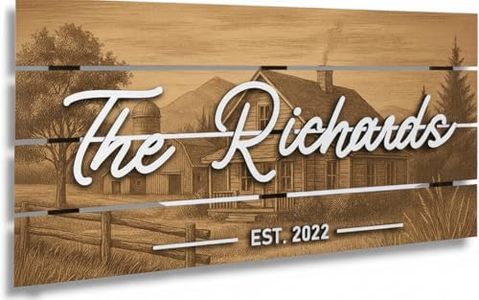 Personalized 3D Rustic Farmhouse Sign - Custom Wood Last Name & Established Date Sign | Modern Country Decor Wedding Gift for Couples | Barn & Cottage Theme 28 * 13"