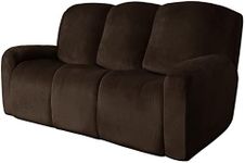 Easy-Going 8-Pieces Recliner Sofa Covers Velvet Reclining Couch Covers for 3 Seat Reclining Sofa Slipcovers Thick Soft Washable (Sofa, Brown)