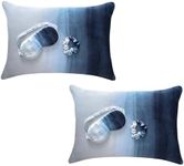 Satin Pillowcase, Eye Mask, Scrunchie Sleep Set by Fenrici, 2 Pack, Vegan Silk Pillowcase for Hair and Skin, Natural Temperature Control Pillowcase and Matching Sleep Set - 2 Pack (Blue Ombre)