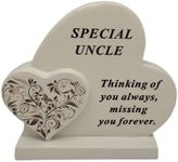 David Fischhoff Sentiment Double Heart with Floral Swirl Graveside Remembrance Plaque Ornament - Uncle