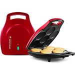 Holstein Housewares Non-Stick 6-Section Multi-Food Maker - Arepas, Mini Pancakes, Corncakes and More, 6-PC, Red/Black