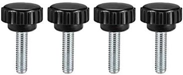 uxcell 4pcs Knurled Clamping Knobs M6 x 20mm Metric Zinc Plated Carbon Steel Male Thread Thumb Screw on Type 21mm Plastic Round Head Threaded Hand Bolt Stud Knobs Black