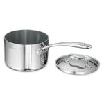 TRAMONTINA Fusao Healthy Triply Ceramic 16cm / 2.1L Sauce Pan EX+ with SS 304 lid | Non Toxic (PFAS/PTFE/PFOA Free) Milk Pan | Stay Cool Handle I 10 Year Warranty | Polished, 2.1 Liter, Silver