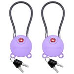 Forge TSA Approved Luggage Locks Ultra-Secure Dimple Key Locks, Cable Lock, for Travel with Zinc Alloy Body- 2 Purple Locks