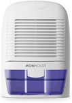 MONHOUSE Dehumidifier 1500ml Portable, Compact & Quiet Moisture Absorber - Mini Air Dehumidifier for Home, Bedroom Damp, Car, Office, Garage, Caravan & Basement - Electric Mould Remover -White/Purple
