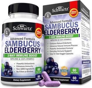 Sambucus Elderberry Capsules with Zinc & Vitamin C - Women & Men's Daily Herbal Supplement for Immune Support, Skin Health - Powerful Antioxidant - Natural Elderberries - 60 Day Supply - Veggie Caps