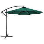 Yaheetech Cantilever Parasol Umbrella 3m Outdoor Sun Shade Banana Hanging Umbrella Parasol Beach Umbrella with Crank Handle & Cross Base & Ribs Dark Green