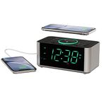 Emerson Alarm Clock Radio and QI Wireless Phone Charger with Bluetooth, Compatible with iPhone XS Max/XR/XS/X/8/Plus, 10W Galaxy S10/Plus/S10E/S9, All Qi Compatible Phones, ER100202