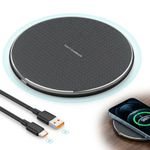 35W Fast Wireless Charger Pad for iPhone 16 15 14 13 12 Pro Max Wireless Charging Pad for Samsung Galaxy S25 S24 S23 Ultra Qi Wireless Phone Charger Station Case Friendly Friendly LED USB-C Cable