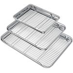 Wildone Baking Sheet with Rack Set (3 Pans + 3 Racks), Stainless Steel Baking Pan Cookie Sheet with Cooling Rack, Non Toxic & Heavy Duty & Easy Clean