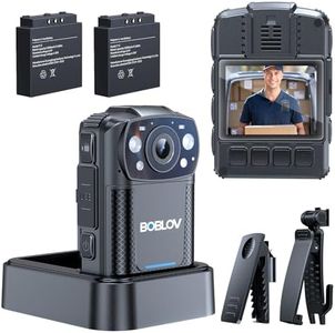 BOBLOV KJ26 2K Body Camera with Dual 2000mAh Batteries & Charging Base, 8H Continuous Recording, Night Vision, and 360° Rotatable Clips for Law Enforcement, Security & Outdoor Use (256GB)