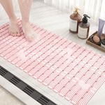 COLOR&GEOMETRY Shower Mat Non Slip Anti Mould 40x90Cm, Shower Mat Cut to Size, Machine Washable Bathroom Mat With Strong Suction Cups Non Slip Bath Mats for Inside Bath, Walk-In Bathroom - Pink