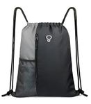 STONKAR ActiveFit Drawstring Bag | Gym and String Backpack | Sports Bag | 17" x 13" Inch (Black-Grey) (Large, 1, Count)