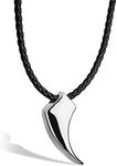 SERASAR Leather Chain Men Leather Necklace with Pendant - 60cm Silver - Leather Cord Chain with Jewelry Box for Men - Real Leather - Leather Necklace Men Jewelry Band