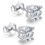 925 Sterling Silver Cubic Zirconia Stud Earrings 3mm-8mm Options, Simulated Diamond CZ Studs Hypoallergenic Jewellery (6mm)