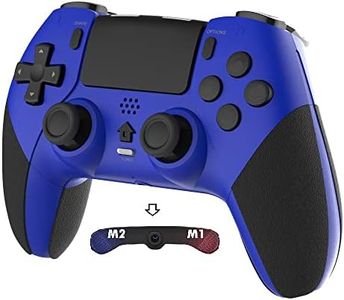 Pro Controller Compatible with PS4/PS4 Pro/PS4Slim - Wireless Controller with Built-in Speakers/Precise Joysticks/Turbo/Advanced Buttons Programming, and 800mAh Rechargeable Battery (Black Blue) (Black Blue)