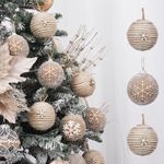 XmasExp Farmhouse Christmas Ball Ornaments Set-70mm/2.76" Rustic Shatterproof Christmas Ball Ornaments Xmas Tree Decoration Hanging Ornaments for Xmas Party (12 Counts,Farmhouse)