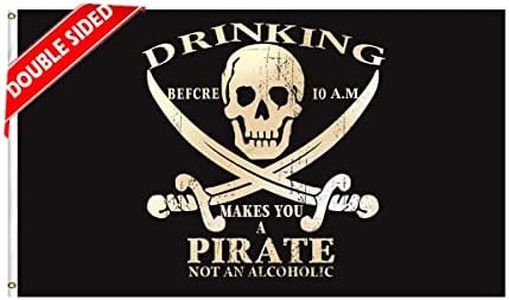 LUCKGEEY Double Sided Pirate Boat Flags 12x18inch,Jolly Roger Boat Flags, 220D Heavy-duty Printing 3Ply -Vivid Colour,Double Stitching On the Edge, Anti-Pirate Boat Flags with 2 Rust-proof Brass