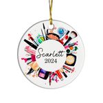 Personalized Makeup Artist Christmas Ornament, Makeup Ornament for Christmas Tree, Makeup Artist Ornaments Gift, Esthetician Christmas Ceramic Ornament, Gift for New Makeup Coworkers Friends