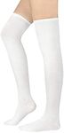 Womens Athletic Socks Thigh High Socks Running Outdoor Sports Socks Casual Long Stockings 1 Pack Pure White