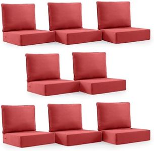 Outdoor Cushion Set for Furniture patio furniture,UV Resistant,Waterproof outdoor cushion set - 6 Inch thick foam garden cushions– 24x24 Inch Patio Seat Covers for Chair/Sofa/Couch | Red | 8-pack |