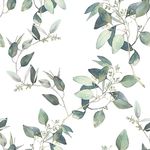 JLHOUSE 9840-3 Peel and Stick Wallpaper Self Adhesive Floral Contact Paper Green and White Vintage Breezy Vinyl Wall Paper Removable Decorative Film for Room and Furniture (44 x 300cm)