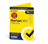 Norton 360 Premium & Antitrack 2024, Antivirus Software for 10 Devices, 75GB, 12 Month Subscription ‎with ‎Automatic Renewal