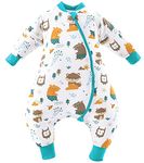 Chilsuessy Sleeping Bag with Feet, 2.5 Tog Sleeping Bag Baby, Removable Sleeves,Toddler Sleeping Bag with Legs, Baby Sleeping bag Winter, Toddler Sleep Sack, Forest Animals/2.5 Tog, 80/2-3 years