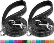 OEFEO 2-Pack 6FT Reflective Dog Leash for Large&Medium and Small Dogs, Durable Nylon Leashes for Walking and Training, 6 Foot Dog Leash with D Ring for Puppy,1 inch X 6FT(Black&Black, 2-Pack)