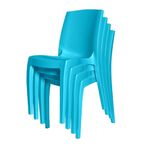 4 x Chairs Blue Gloss, Stackable, Recyclable, Strong, Made in UK, Durable, Stylish, Comfortable, UV Resistant | Kitchen, Living, Dining, Office, Outdoor, Café, Restaurant, College, Hotel, Event