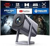 【Netflix Officially & Dolby Audio】Mini Projector, 30000Lumen Smart FHD 1080P Portable Projector 4K Support,WiFi6 Bluetooth 50% Zoom 360° Rotatable Short Throw Projectors for Bedroom,Outdoor, Kid Gifts