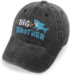 Big Brother Gifts for Toddler Boy, Big Bro Hat with Embroidered Shark, Embroidery Washed Black Baseball Cap for Child Kids